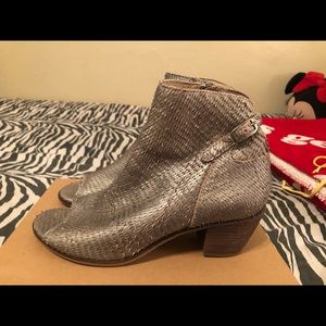 matisse open toe snake booties .